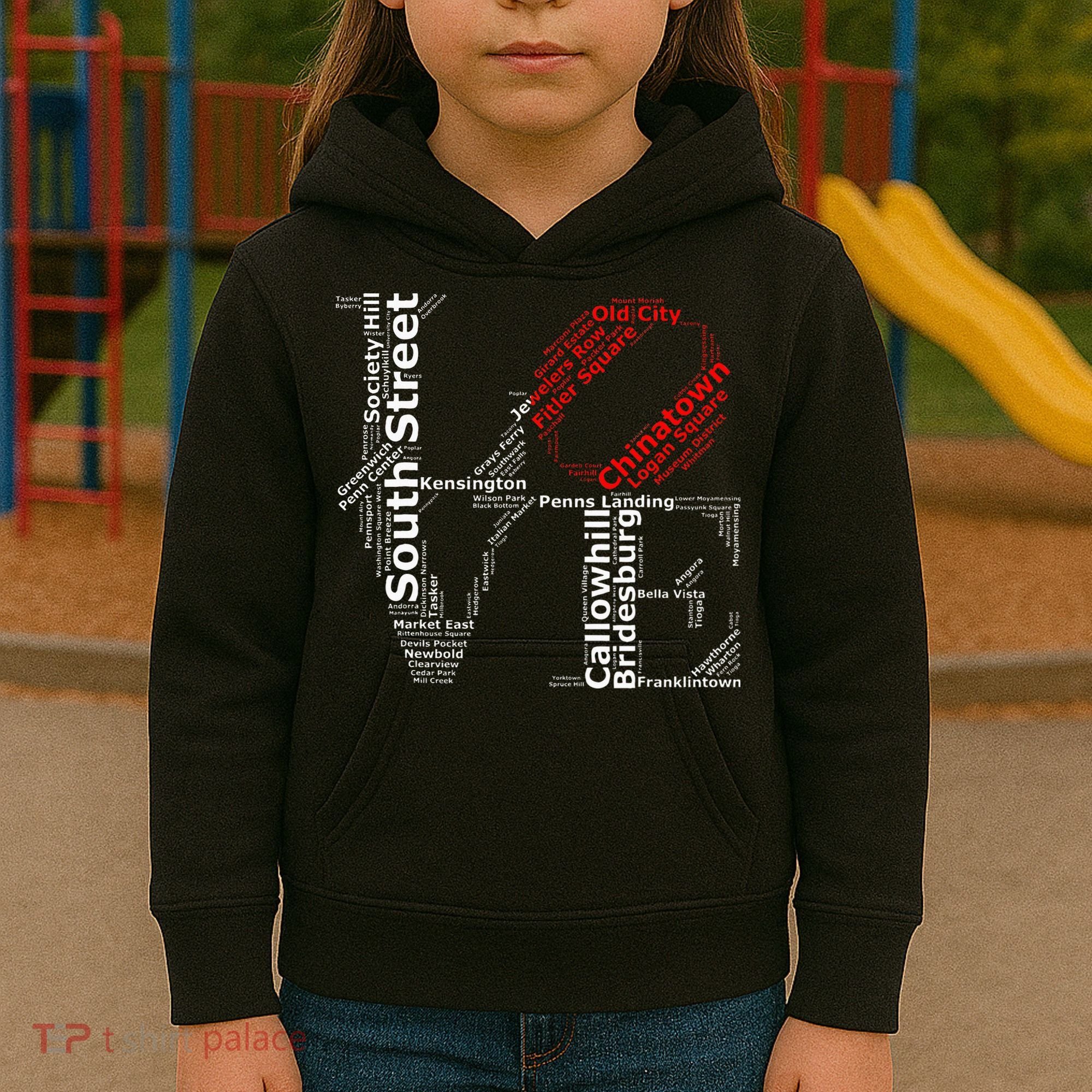 Philadelphia Love Park Statue Neighborhoods Kids Hoodie