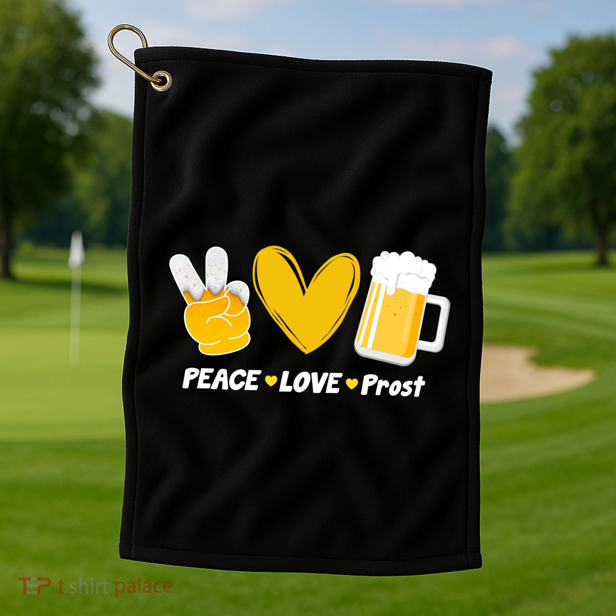 Peace Love Prost Beer Oktoberfest Golf Towel