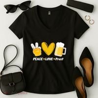 Peace Love Prost Beer Oktoberfest Women's V-Neck T-Shirt thumb 2
