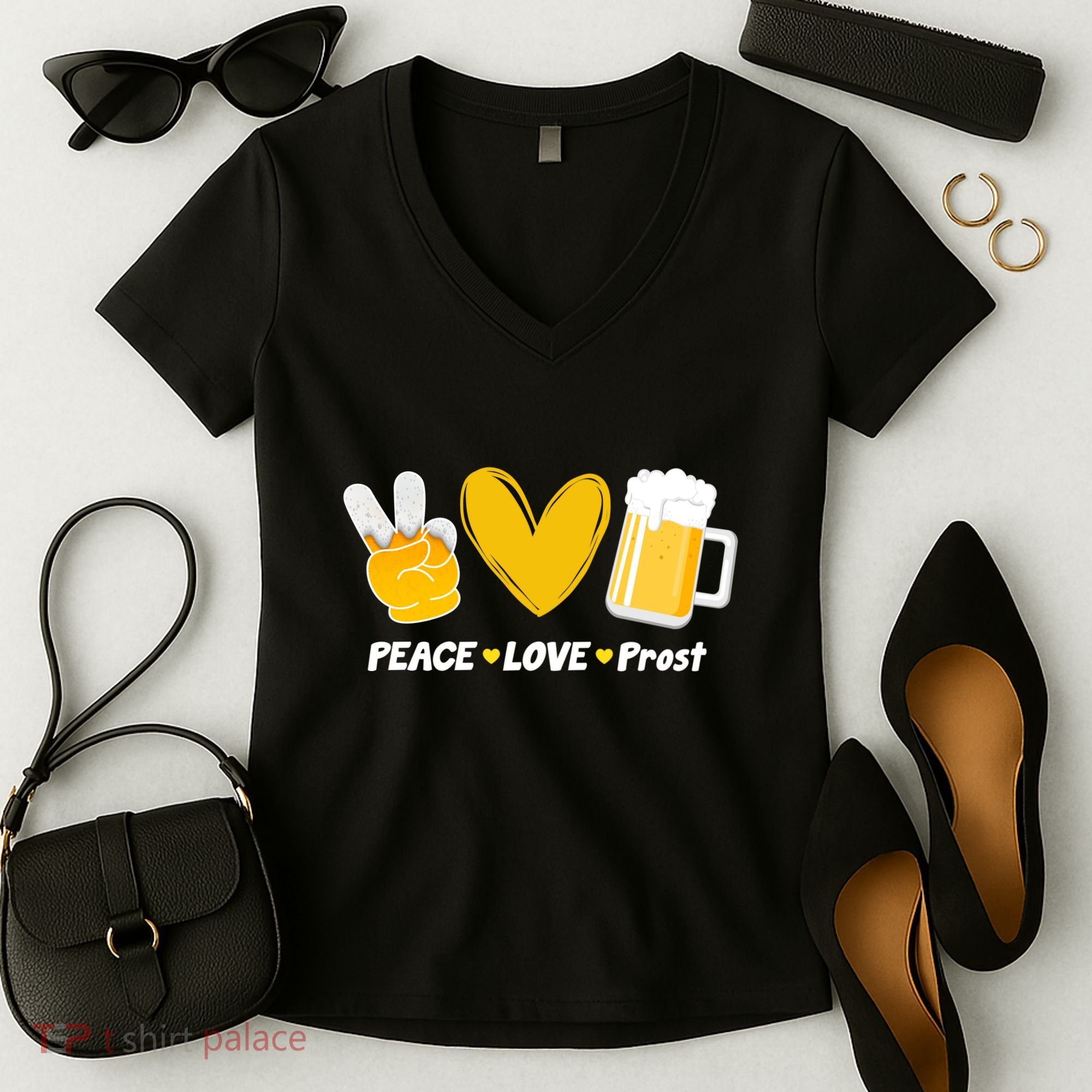 Peace Love Prost Beer Oktoberfest Women's V-Neck T-Shirt