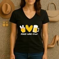 Peace Love Prost Beer Oktoberfest Women's V-Neck T-Shirt thumb 3