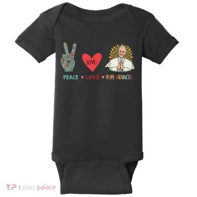 Peace Love Pope Francis Catholic Faith Design Baby Bodysuit