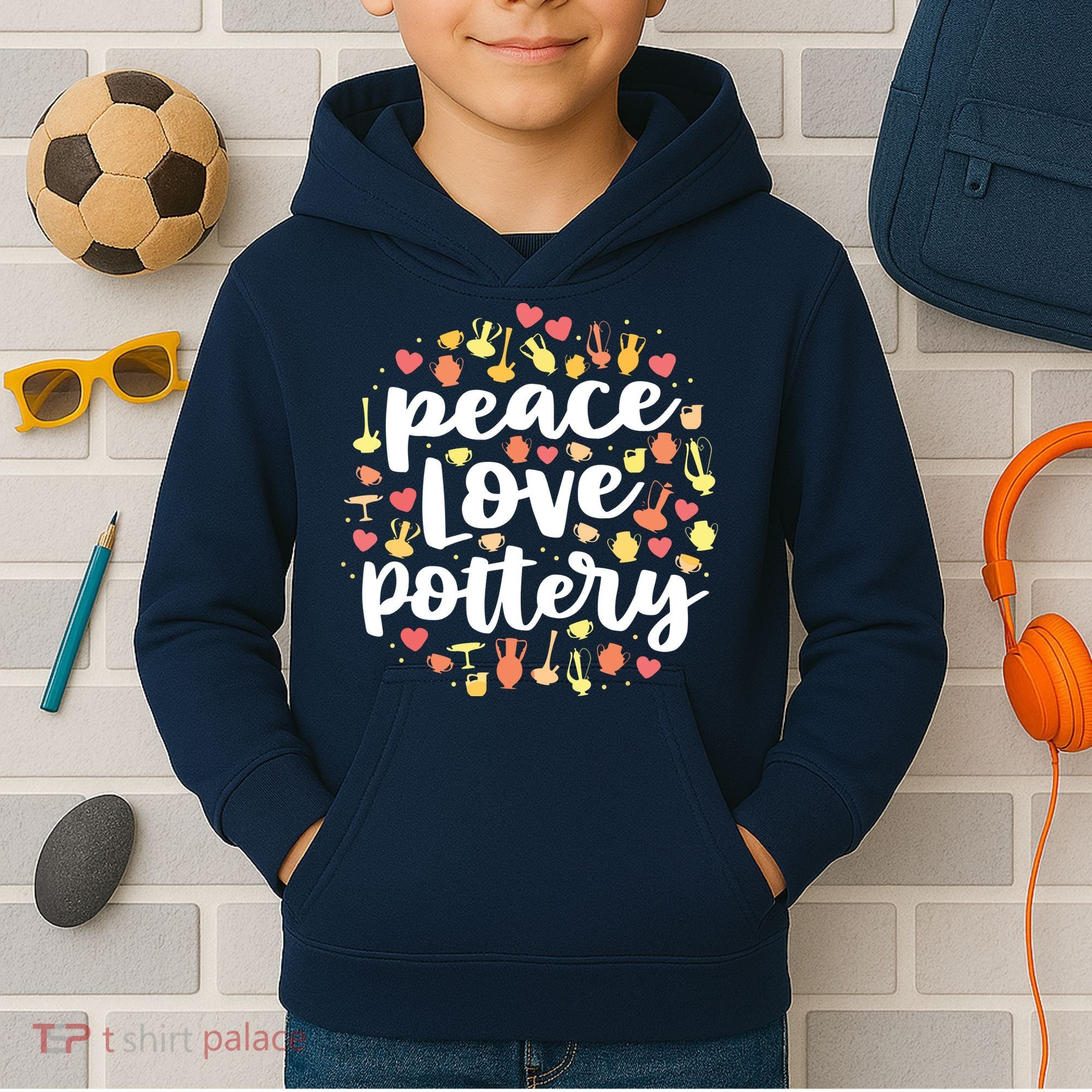 Peace Love Pottery For Women Pots Gift Ceramic Artist Kids Hoodie