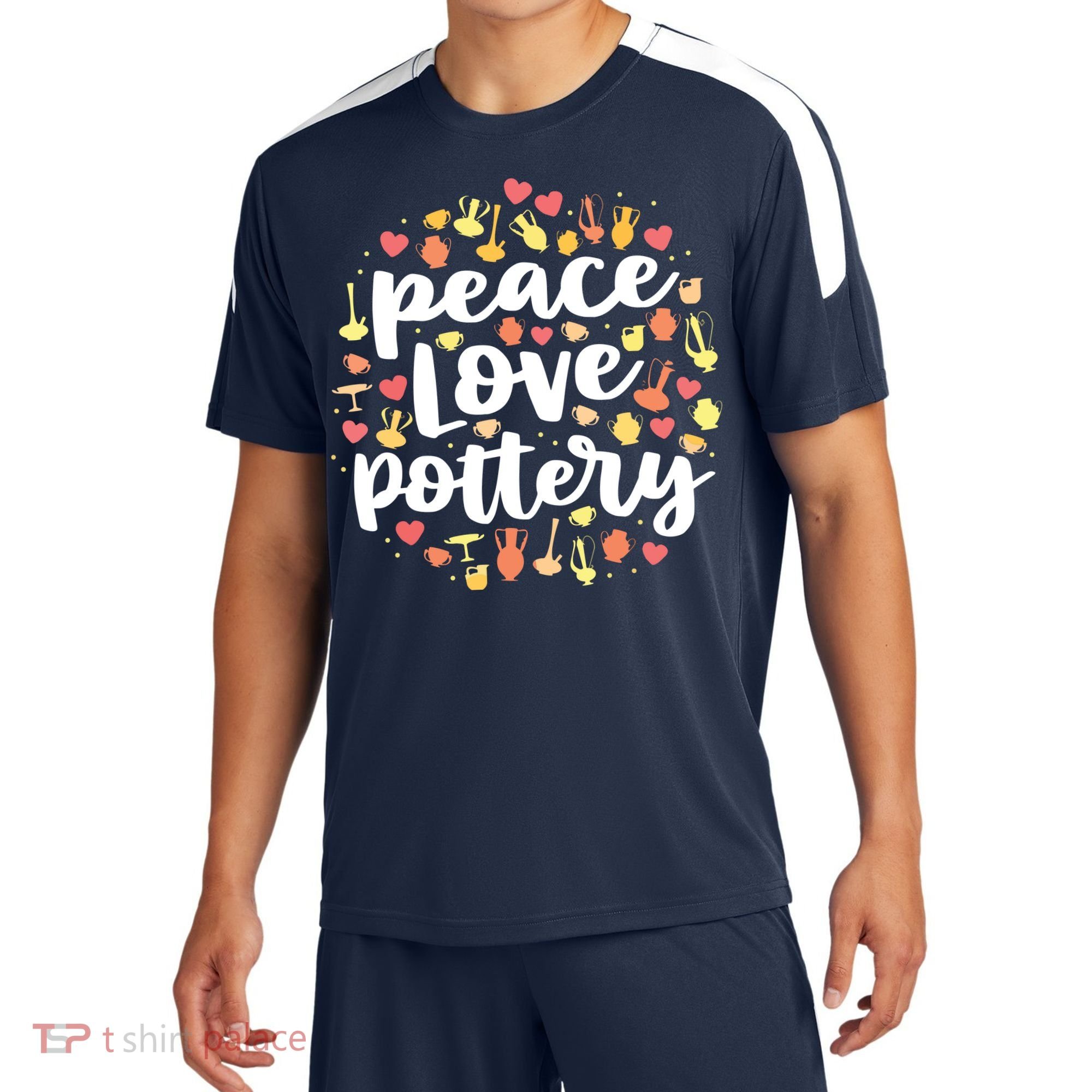 Peace Love Pottery For Women Pots Gift Ceramic Artist Sport-Tek Competitor United Soccer Jersey