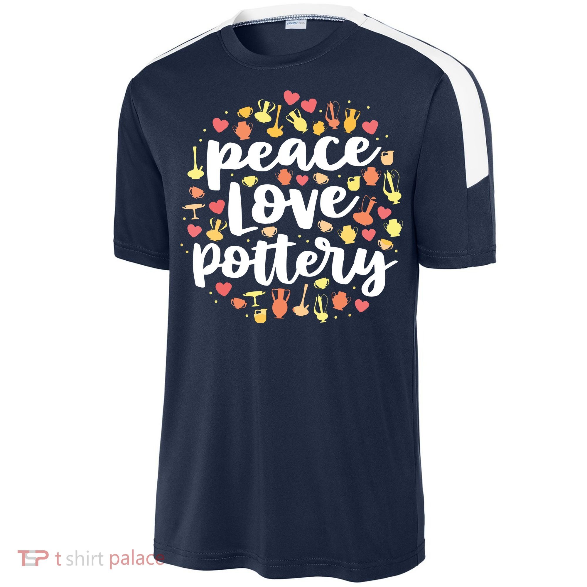 Peace Love Pottery For Women Pots Gift Ceramic Artist Sport-Tek Competitor United Soccer Jersey