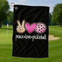 Peace Love Pickleball Cute Pickleball Lover Women Golf Towel thumb 1