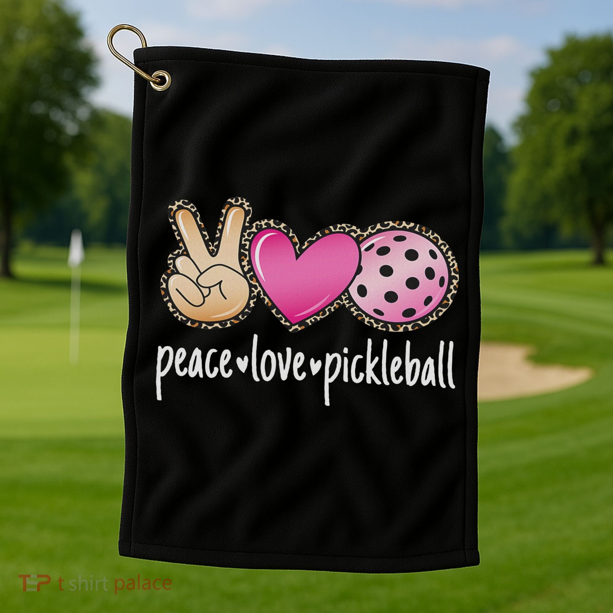 Peace Love Pickleball Cute Pickleball Lover Women Golf Towel