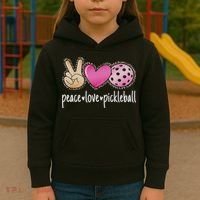 Peace Love Pickleball Cute Pickleball Lover Women Kids Hoodie thumb 3