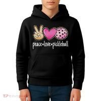 Peace Love Pickleball Cute Pickleball Lover Women Kids Hoodie thumb 4