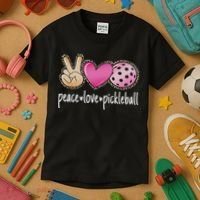 Peace Love Pickleball Cute Pickleball Lover Women Kids T-Shirt thumb 3