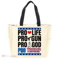 Pro Life Pro Gun Pro God Pro Trump Tote Bag thumb 0