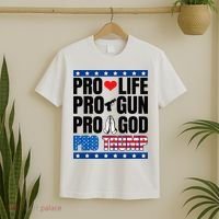 Pro Life Pro Gun Pro God Pro Trump T-Shirt thumb 2