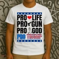 Pro Life Pro Gun Pro God Pro Trump T-Shirt thumb 3