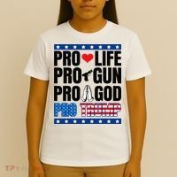 Pro Life Pro Gun Pro God Pro Trump T-Shirt thumb 4