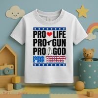 Pro Life Pro Gun Pro God Pro Trump Toddler T-Shirt thumb 3