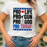 Pro Life Pro Gun Pro God Pro Trump Women's T-Shirt thumb 2