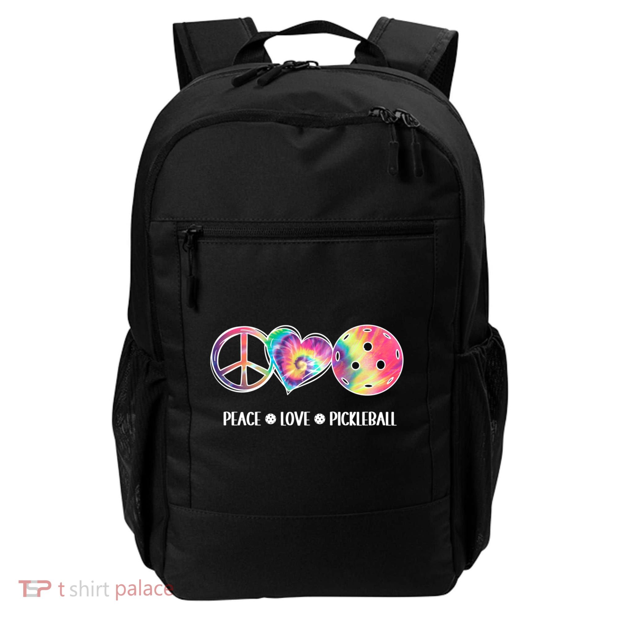 Peace Love Pickleball Funny Pickleball Tie Dye Great Gift Backpack