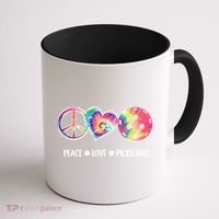 Peace Love Pickleball Funny Pickleball Tie Dye Great Gift Coffee Mug thumb 1