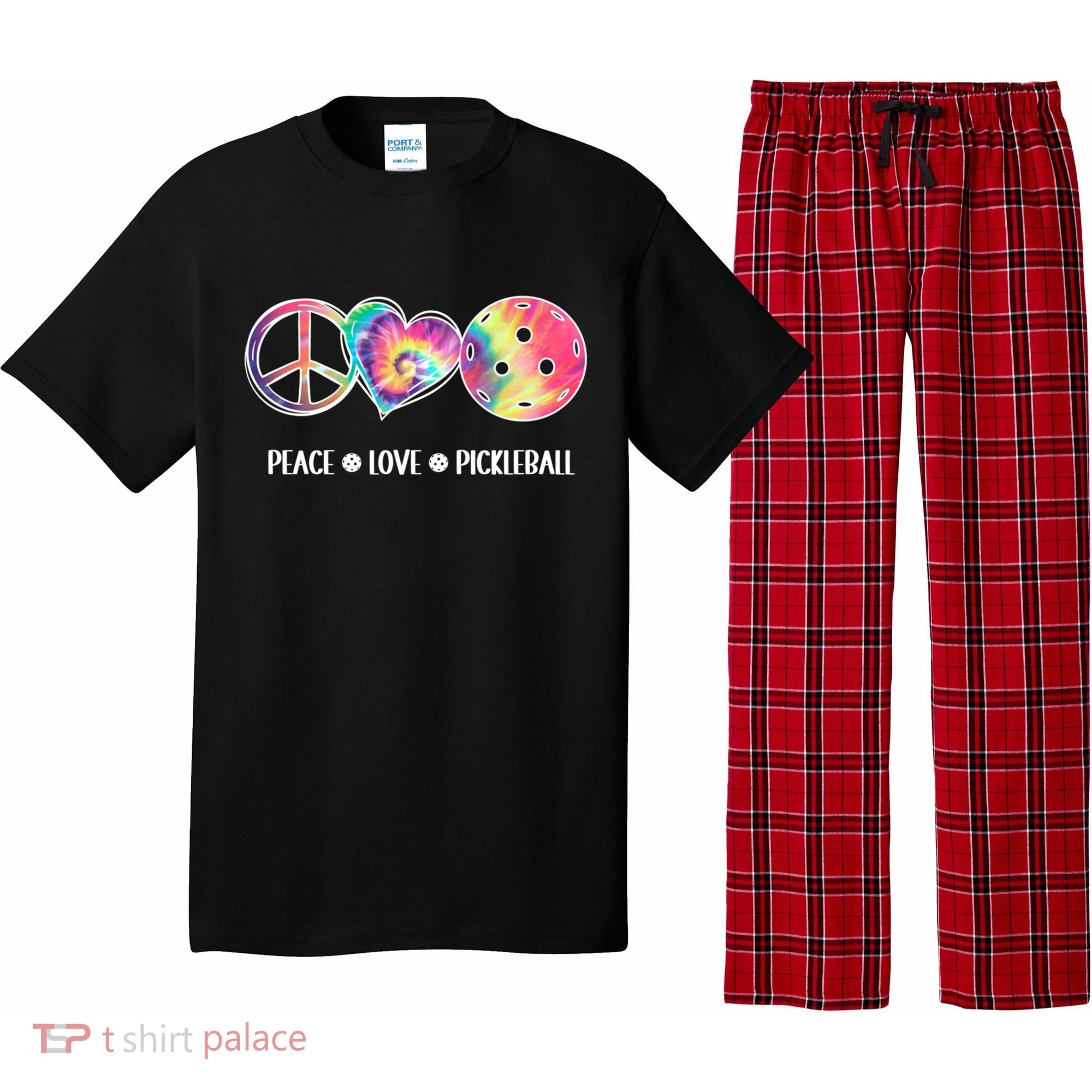 Peace Love Pickleball Funny Pickleball Tie Dye Great Gift Pajama Set