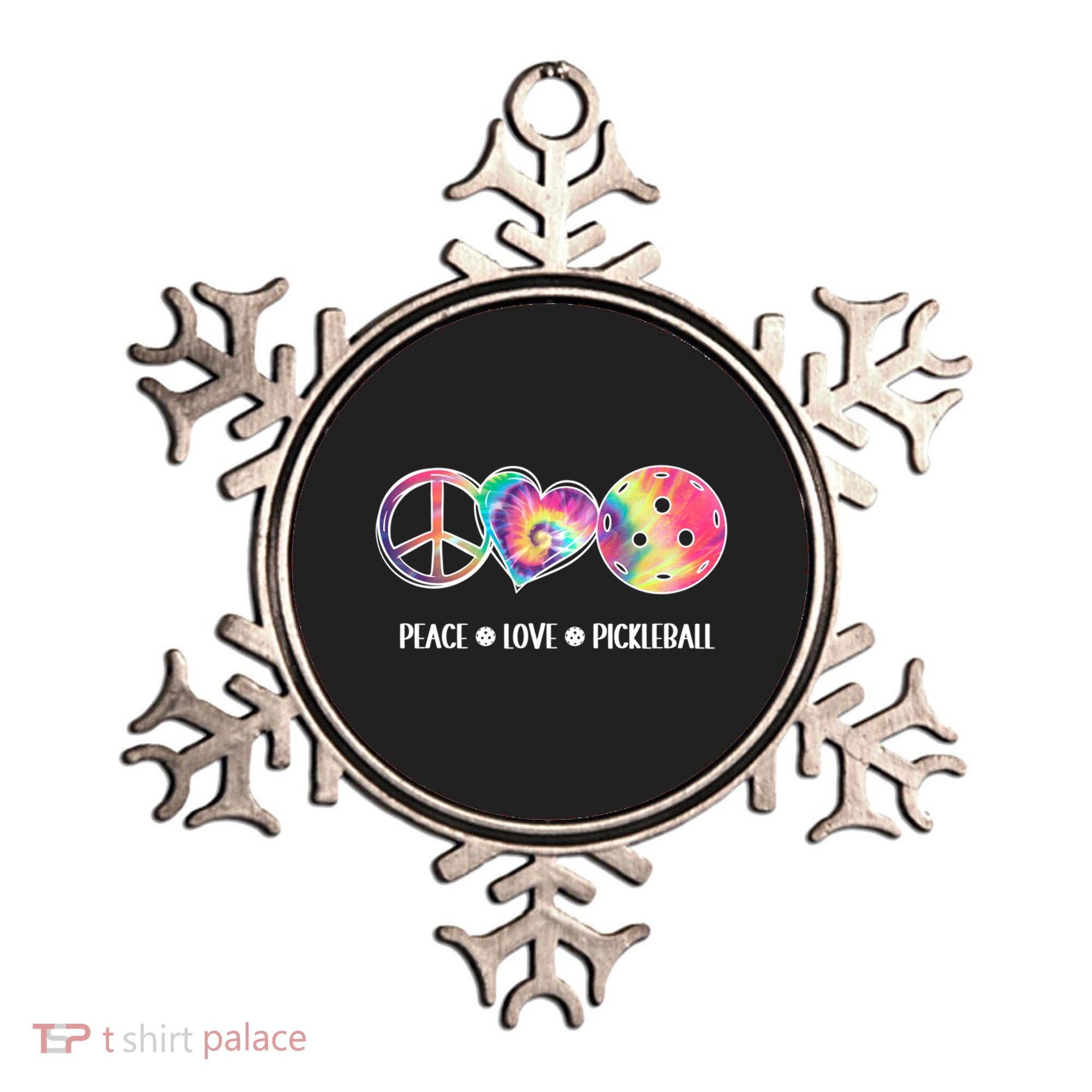 Peace Love Pickleball Funny Pickleball Tie Dye Great Gift Ornament