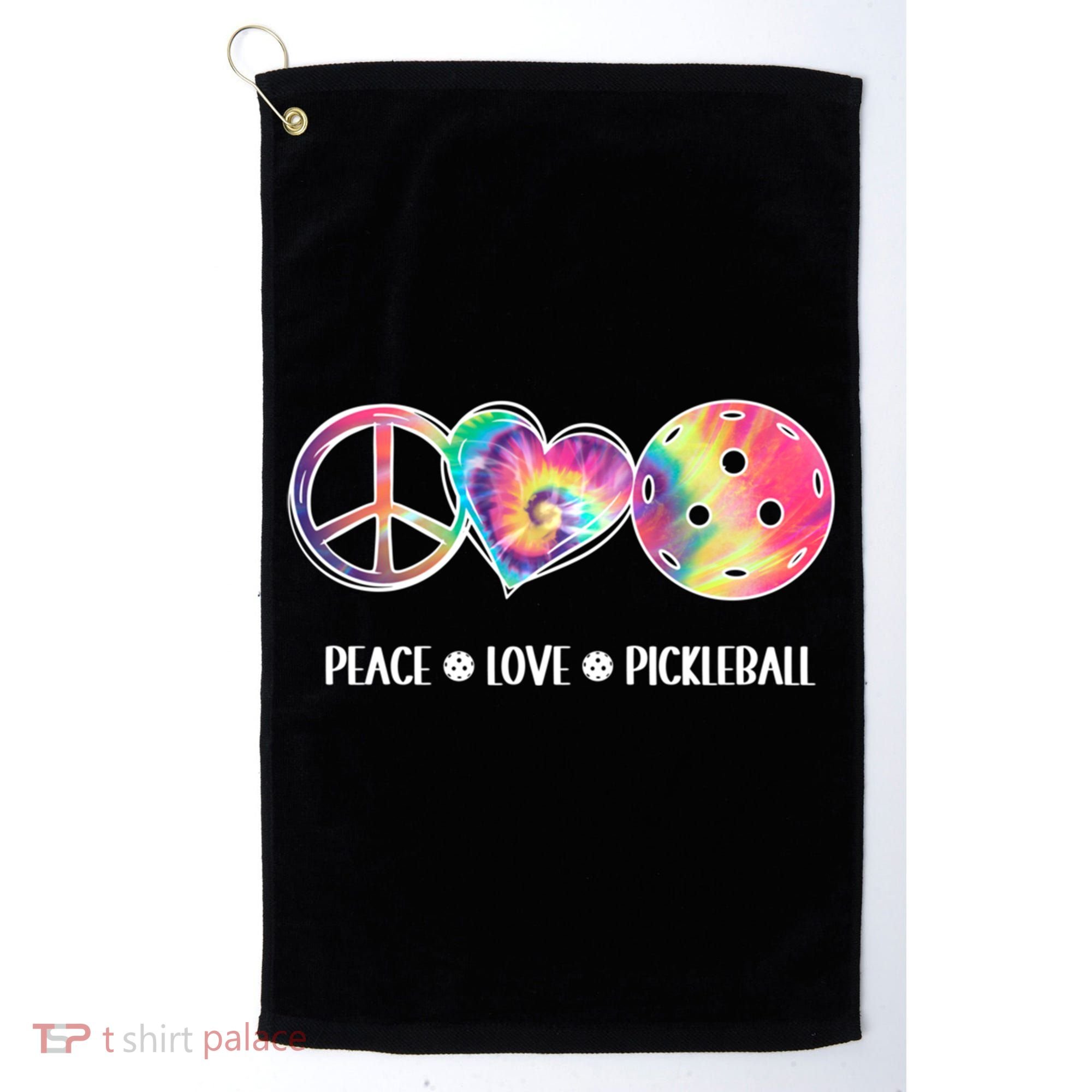 Peace Love Pickleball Funny Pickleball Tie Dye Great Gift Golf Towel