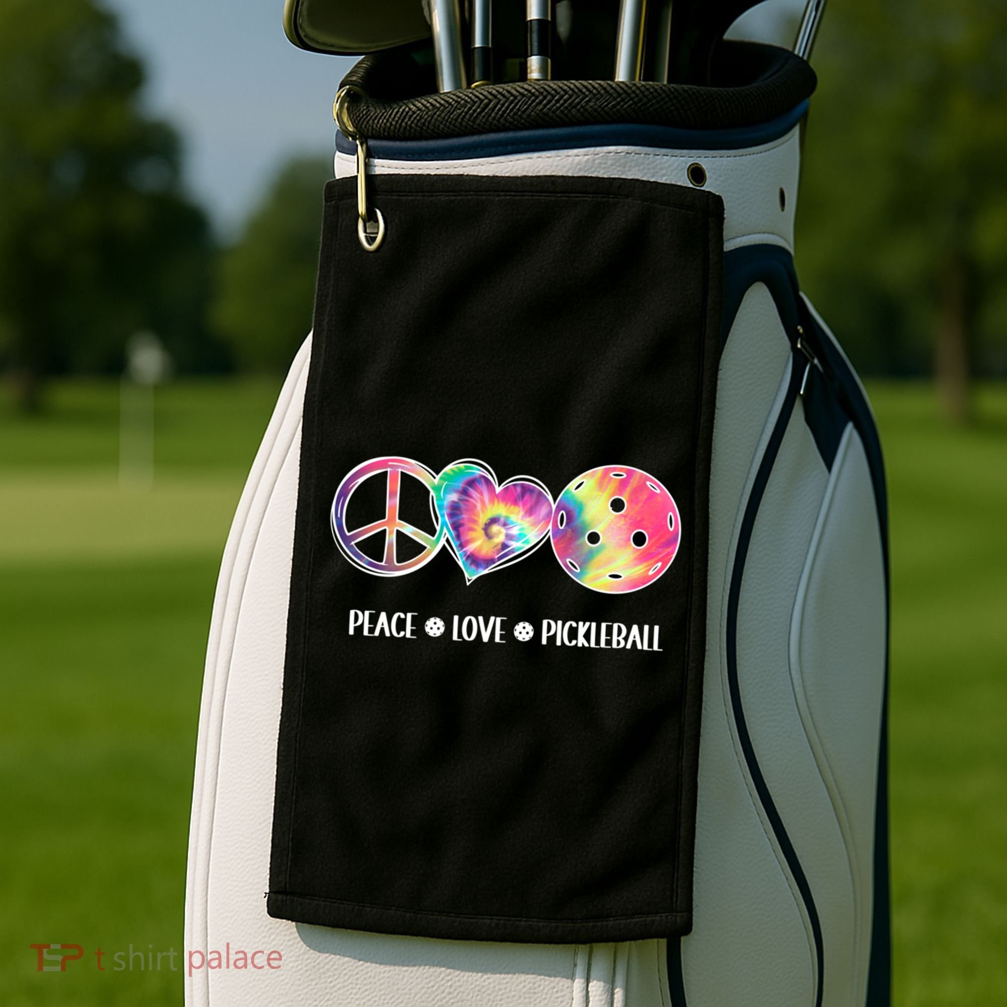 Peace Love Pickleball Funny Pickleball Tie Dye Great Gift Golf Towel