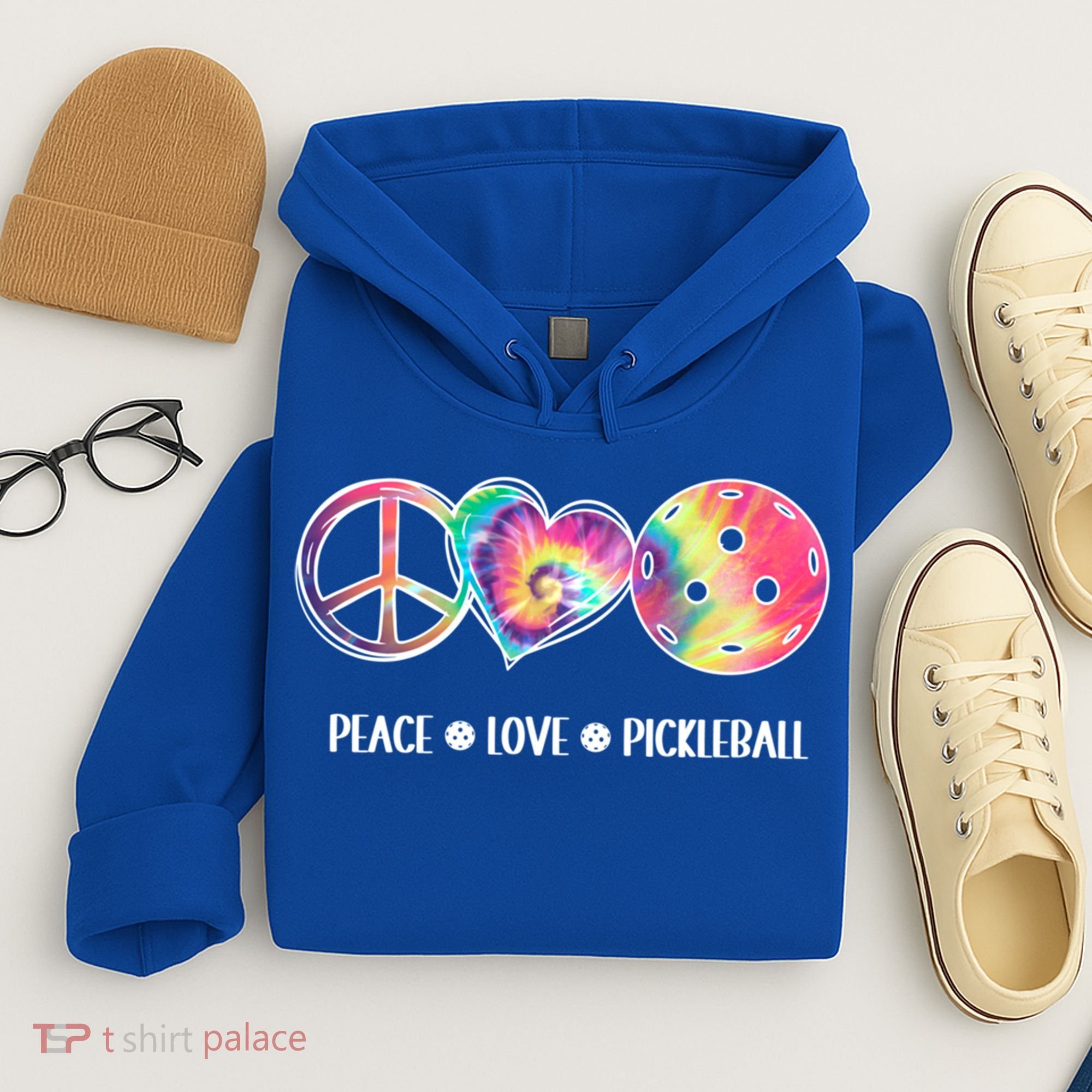 Peace Love Pickleball Funny Pickleball Tie Dye Great Gift Hoodie