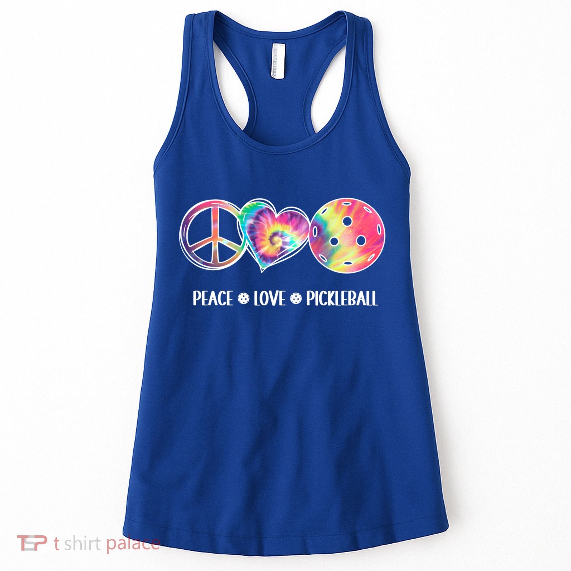 Peace Love Pickleball Funny Pickleball Tie Dye Great Gift Women's Tank Top