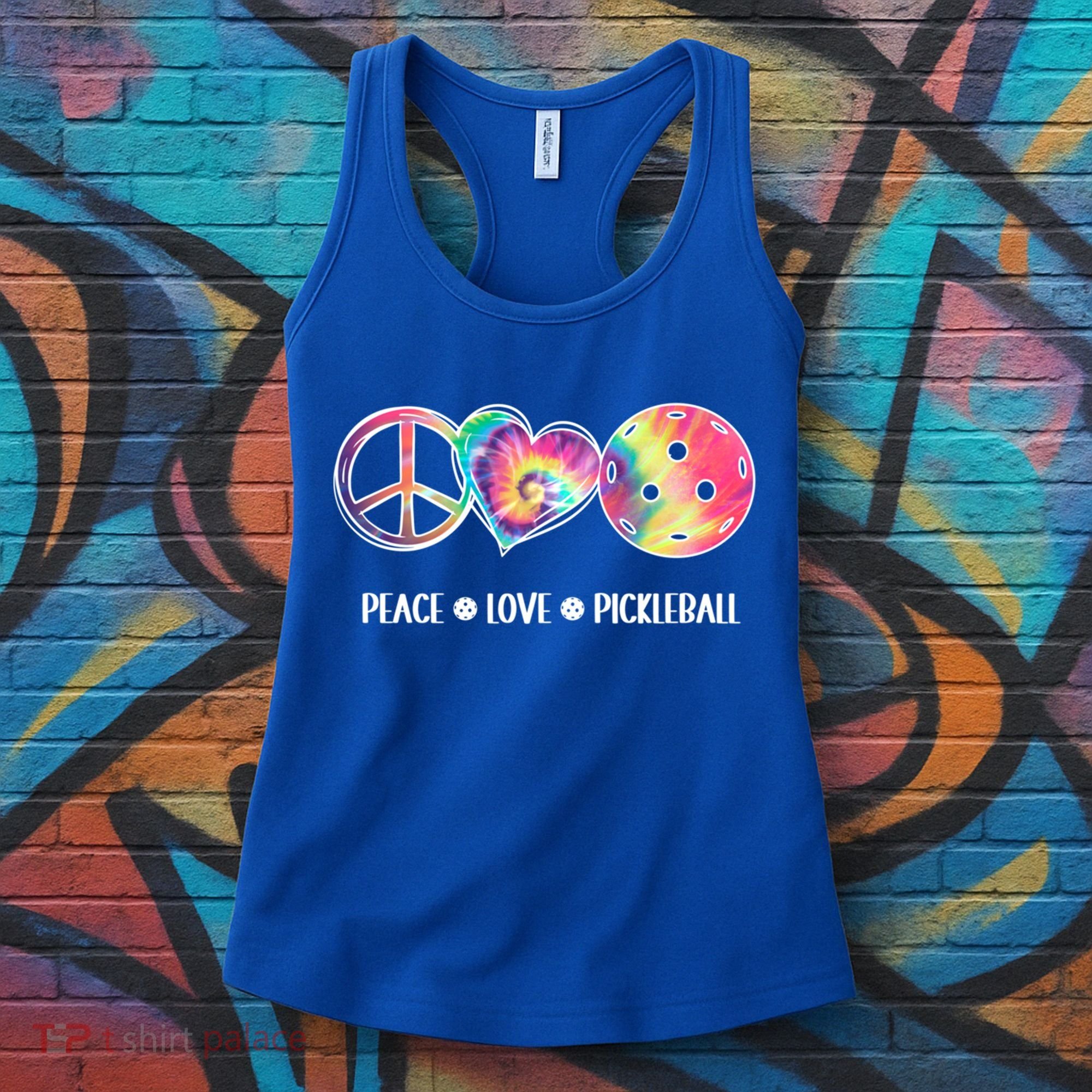 Peace Love Pickleball Funny Pickleball Tie Dye Great Gift Women's Tank Top