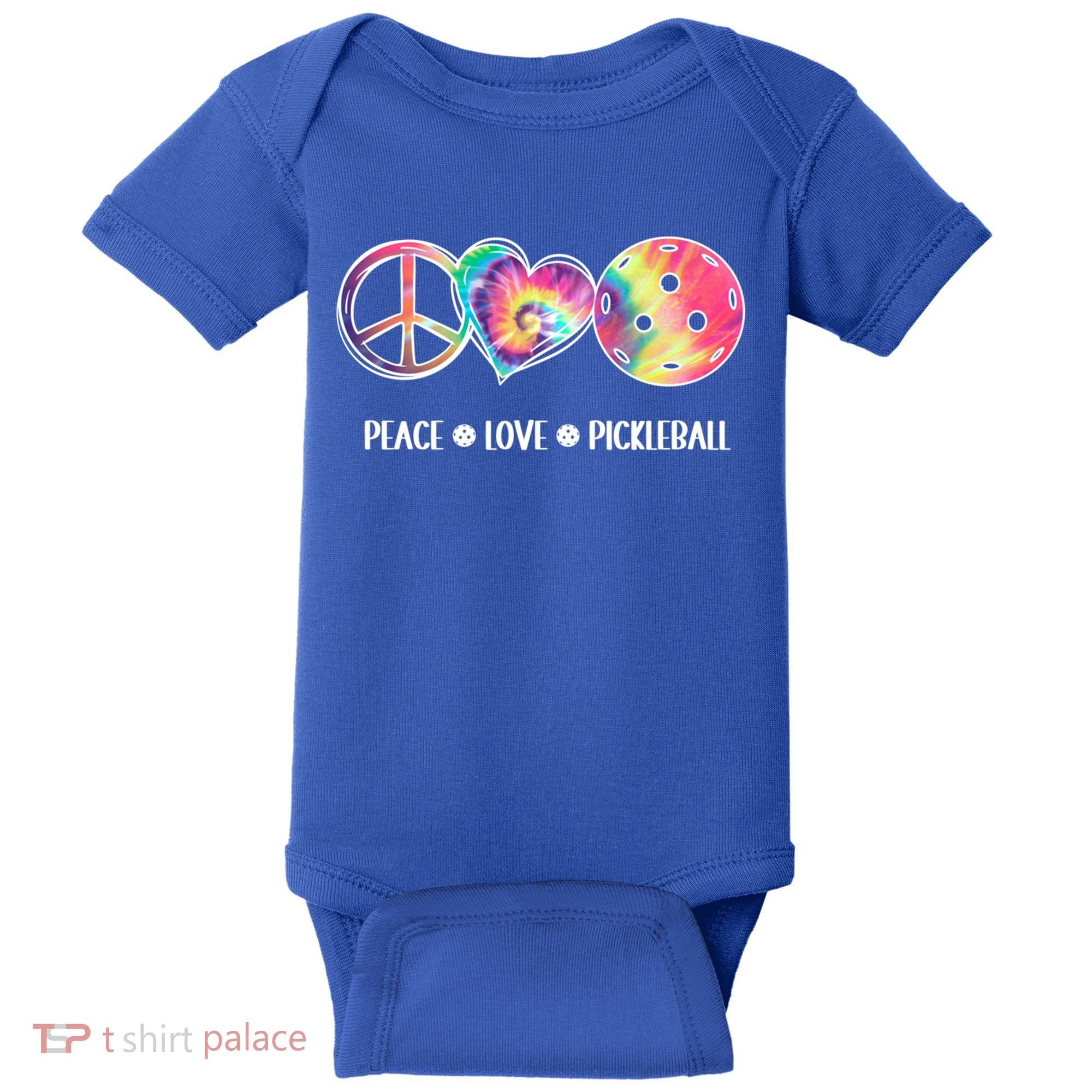 Peace Love Pickleball Funny Pickleball Tie Dye Great Gift Baby Bodysuit