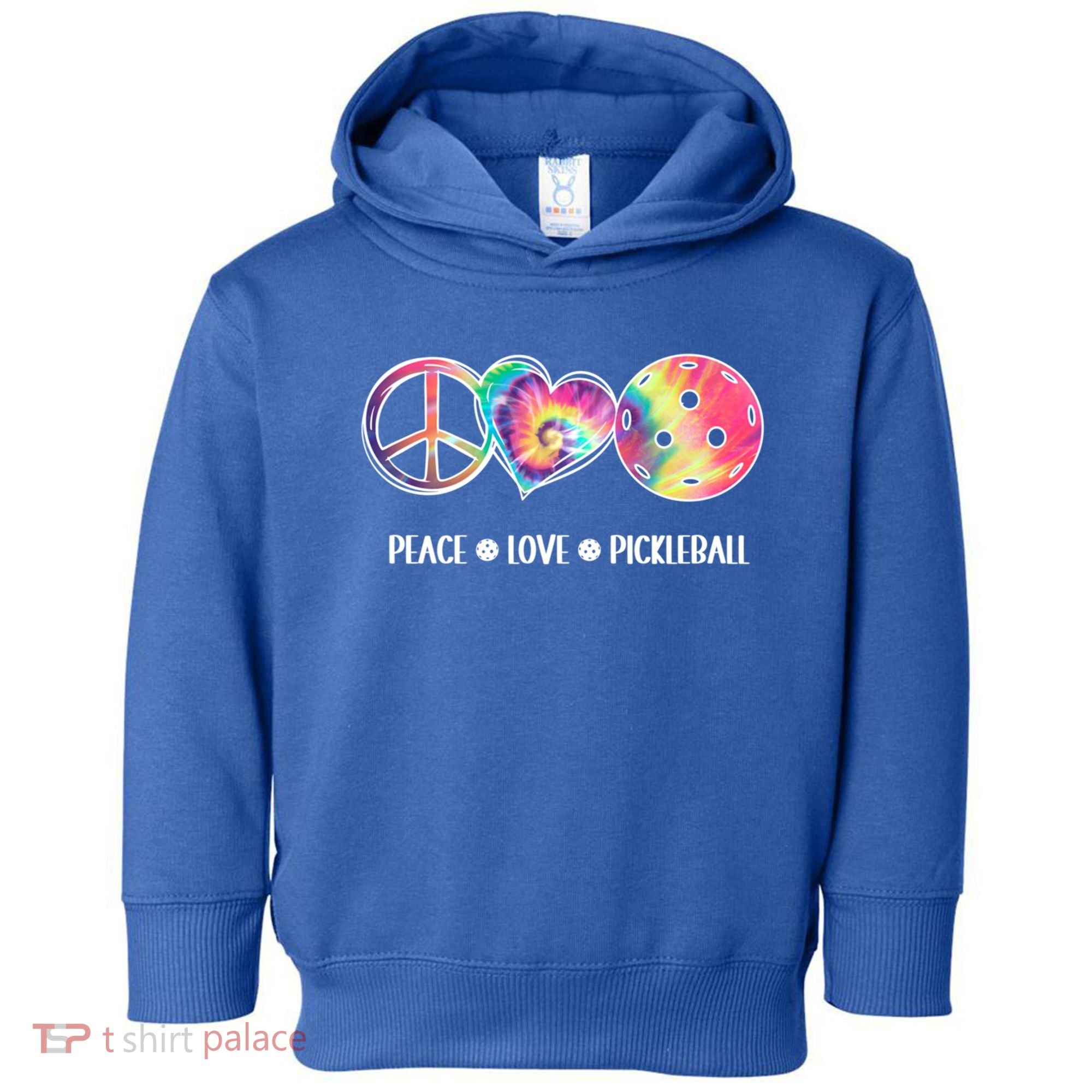Peace Love Pickleball Funny Pickleball Tie Dye Great Gift Toddler Hoodie