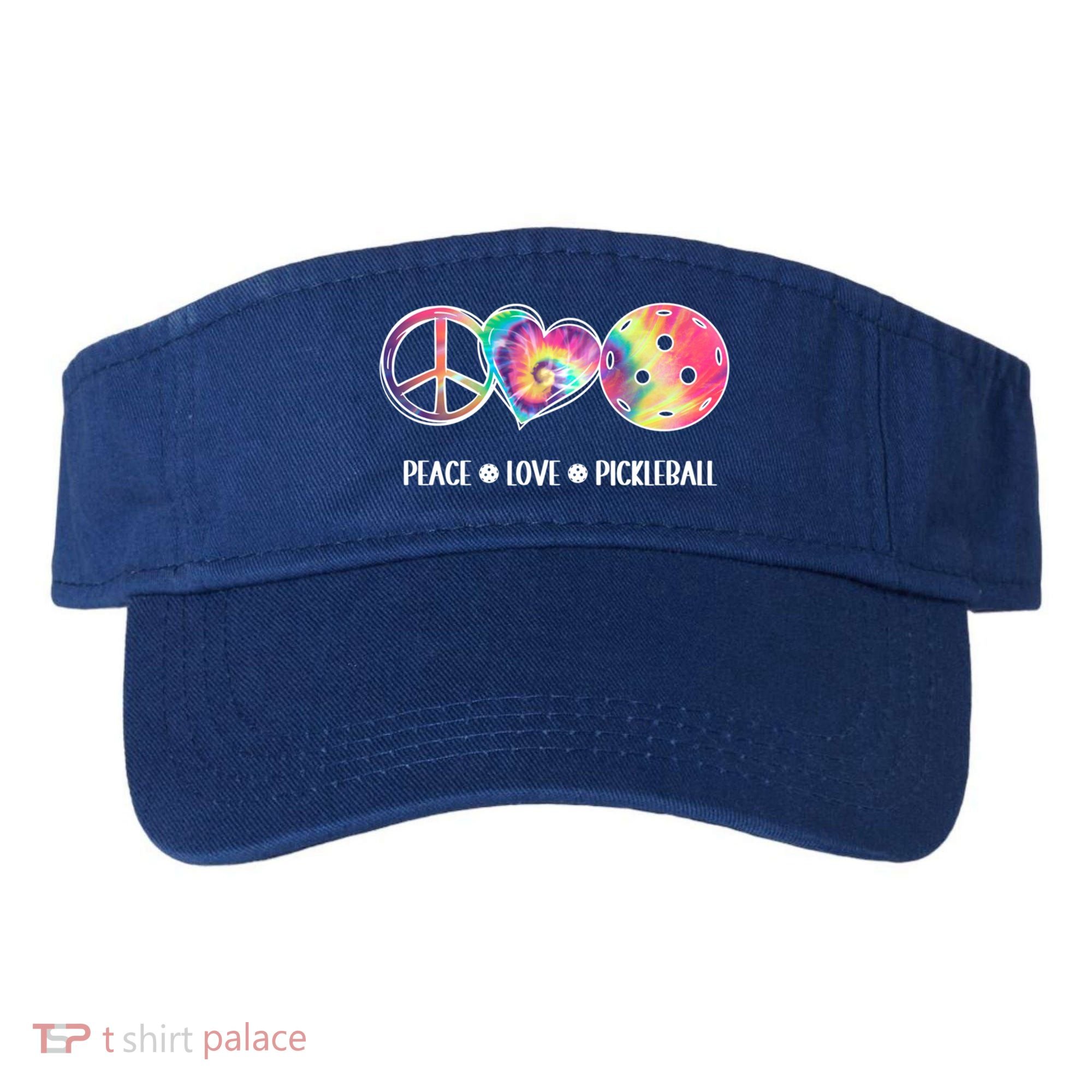 Peace Love Pickleball Funny Pickleball Tie Dye Great Gift Visor
