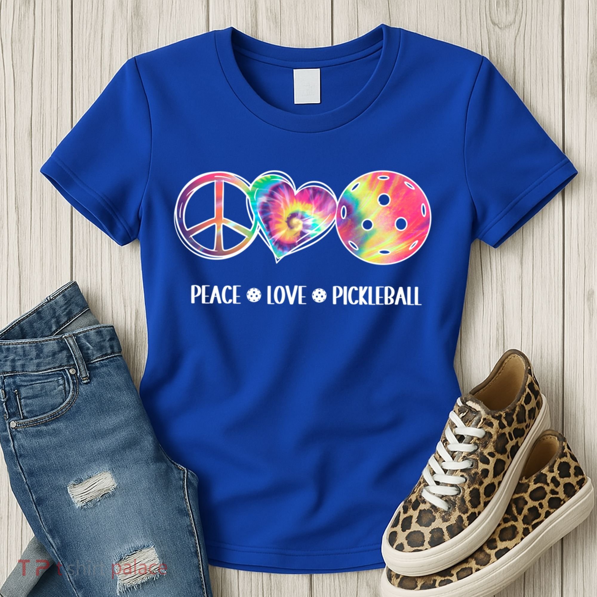 Peace Love Pickleball Funny Pickleball Tie Dye Great Gift Women's T-Shirt