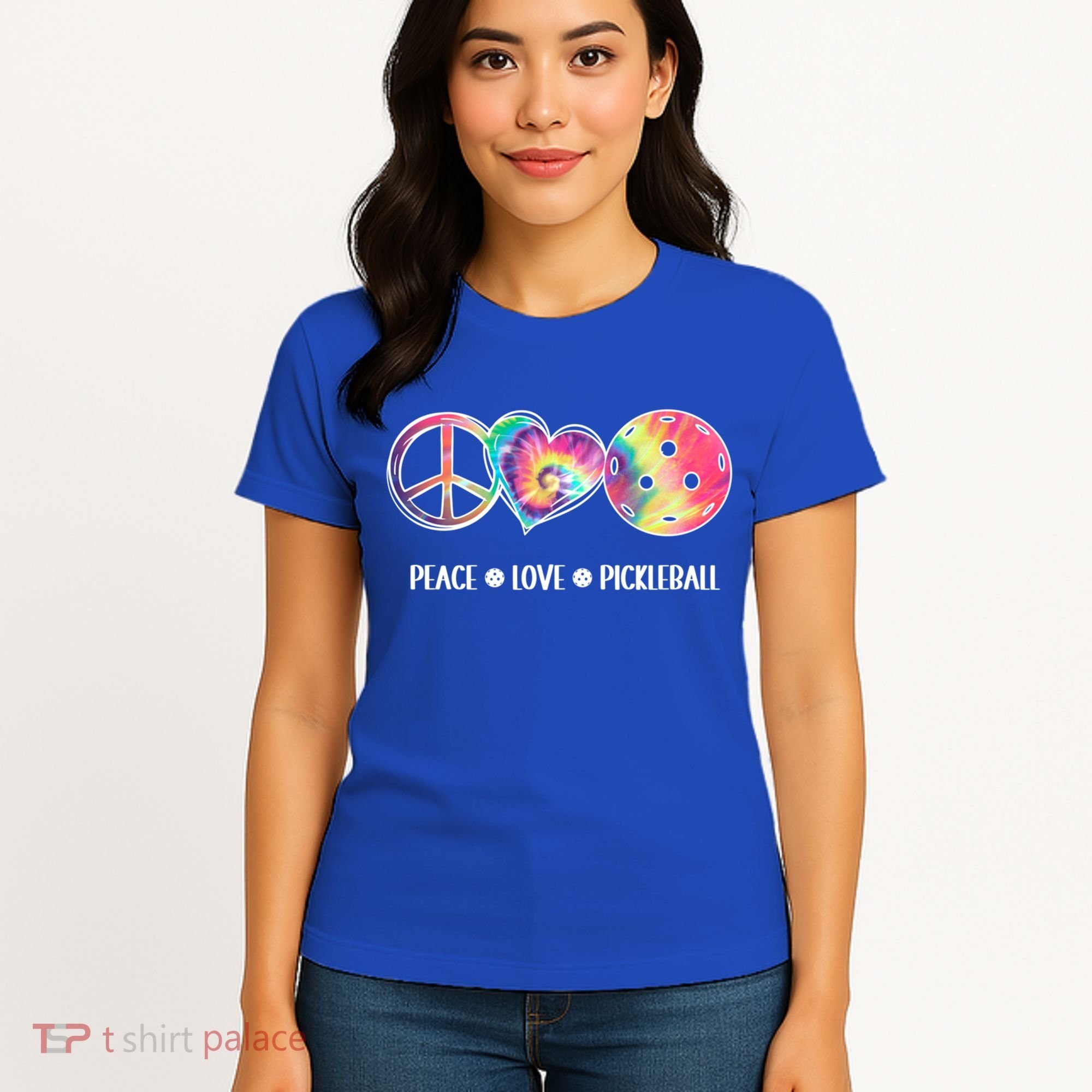 Peace Love Pickleball Funny Pickleball Tie Dye Great Gift Women's T-Shirt