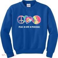Peace Love Pickleball Funny Pickleball Tie Dye Great Gift Kids Sweatshirt thumb 0