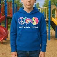 Peace Love Pickleball Funny Pickleball Tie Dye Great Gift Kids Hoodie thumb 2