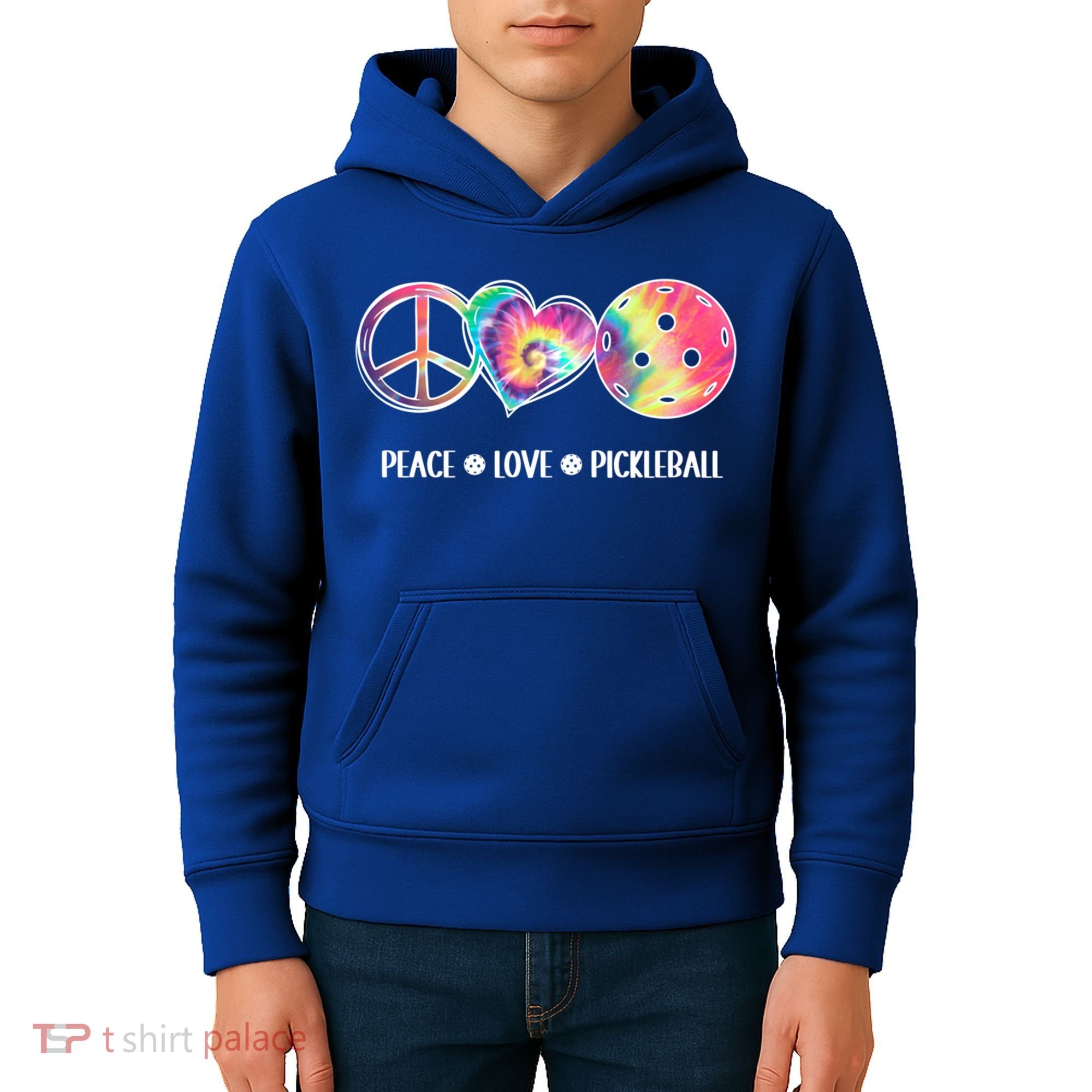 Peace Love Pickleball Funny Pickleball Tie Dye Great Gift Kids Hoodie