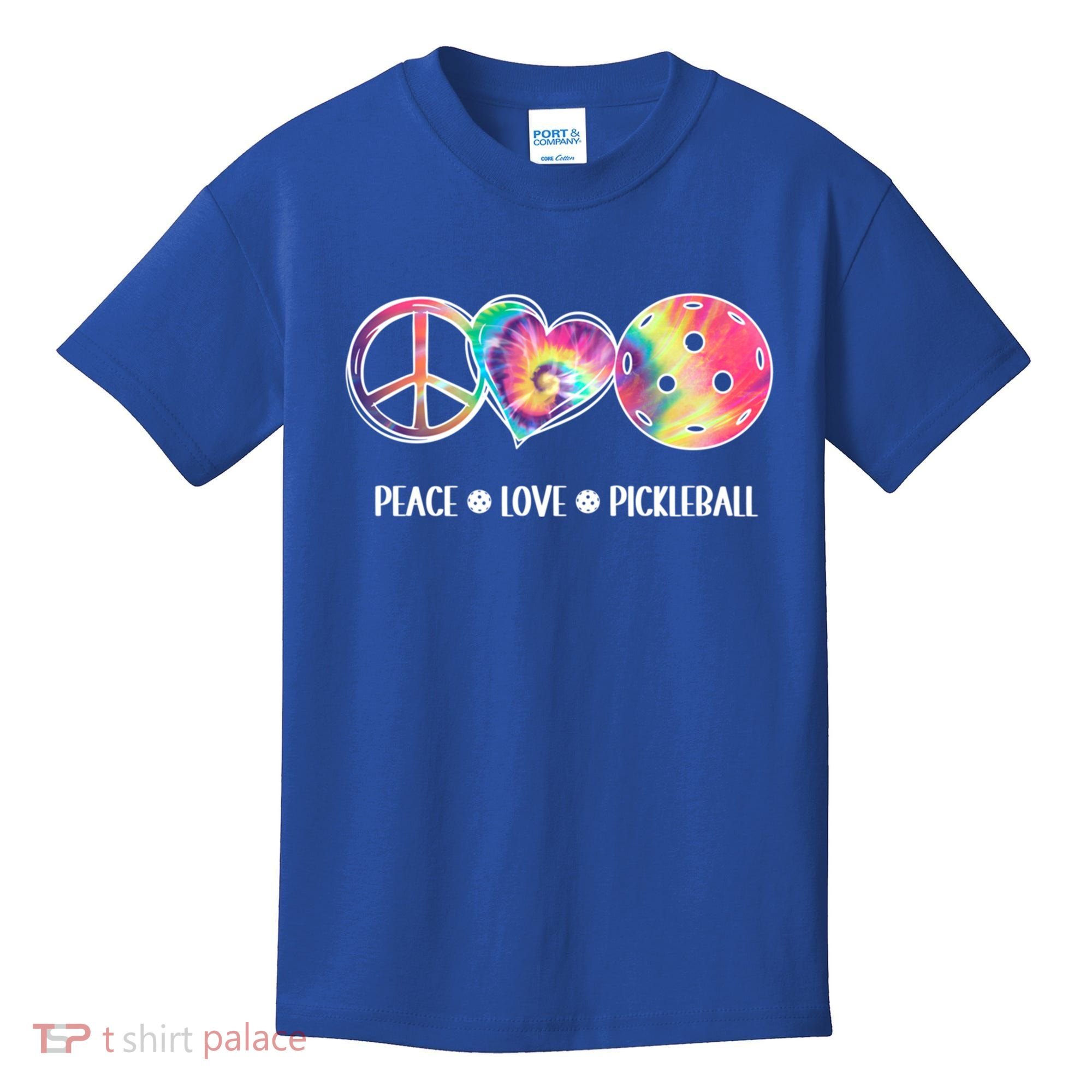 Peace Love Pickleball Funny Pickleball Tie Dye Great Gift Kids T-Shirt