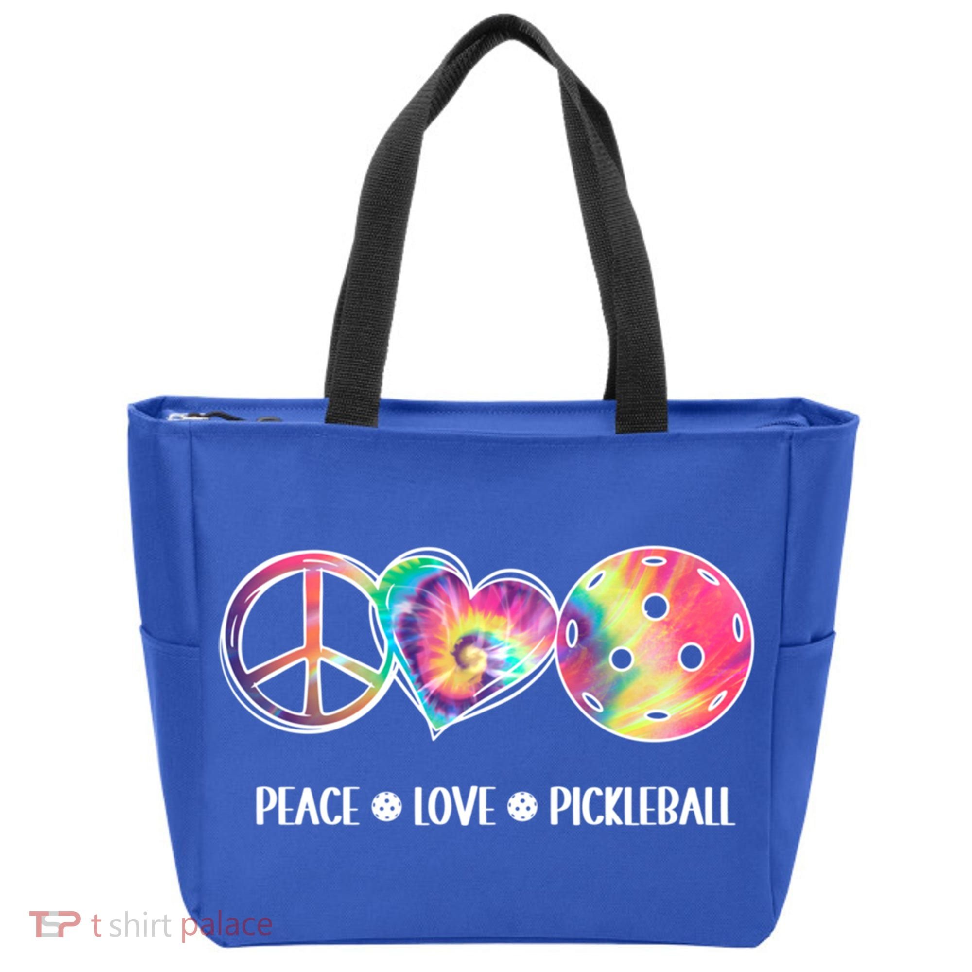 Peace Love Pickleball Funny Pickleball Tie Dye Great Gift Tote Bag