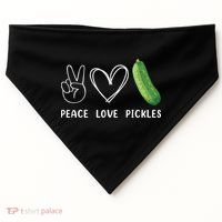 Peace Love Pickles Retro Pickles Lover Food Lover USA-Made Doggie Bandana thumb 0