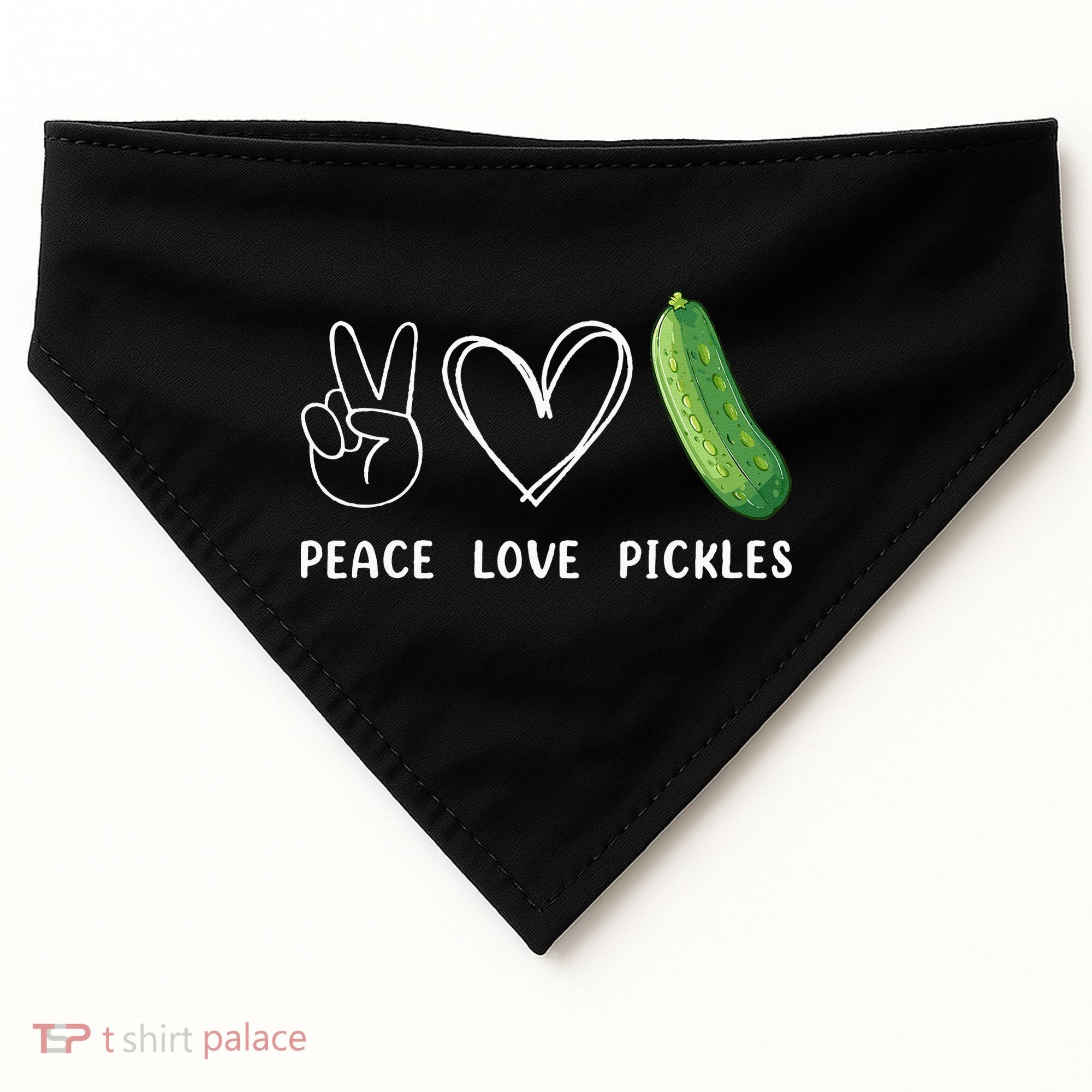 Peace Love Pickles Retro Pickles Lover Food Lover USA-Made Doggie Bandana