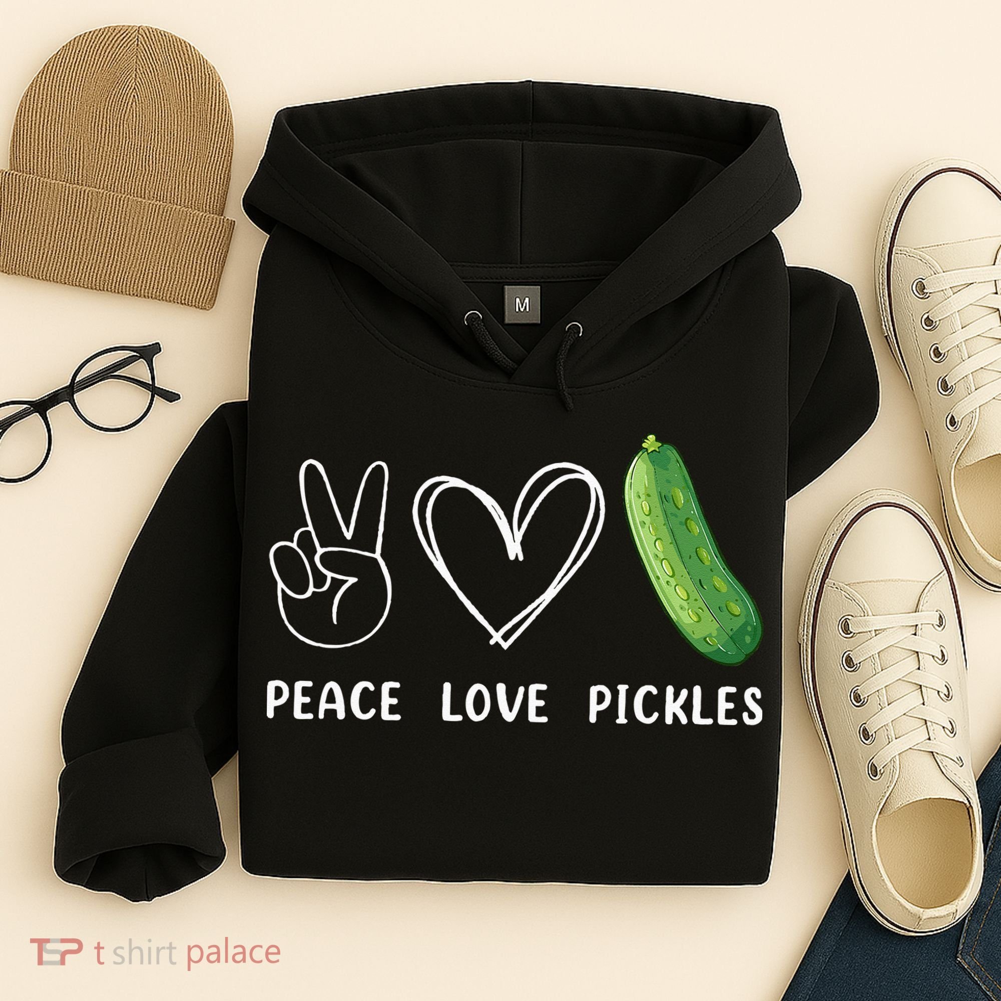 Peace Love Pickles Retro Pickles Lover Food Lover Hoodie