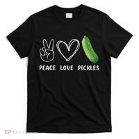 Peace Love Pickles Retro Pickles Lover Food Lover T-Shirt thumb 0