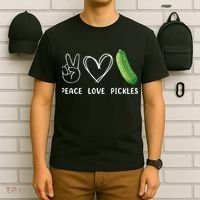 Peace Love Pickles Retro Pickles Lover Food Lover T-Shirt thumb 6