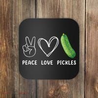 Peace Love Pickles Retro Pickles Lover Food Lover Coaster thumb 0
