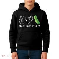 Peace Love Pickles Retro Pickles Lover Food Lover Kids Hoodie thumb 4