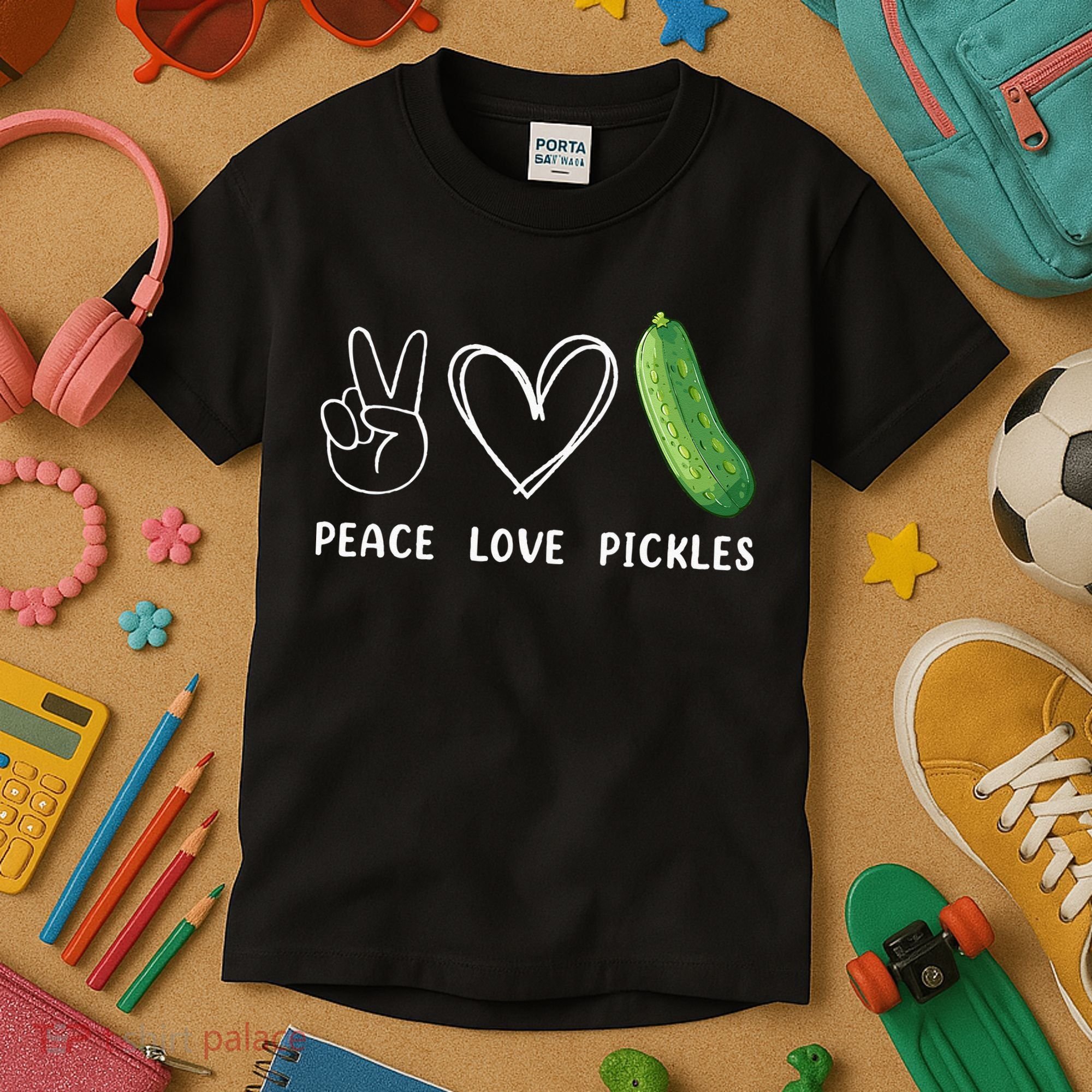 Peace Love Pickles Retro Pickles Lover Food Lover Kids T-Shirt