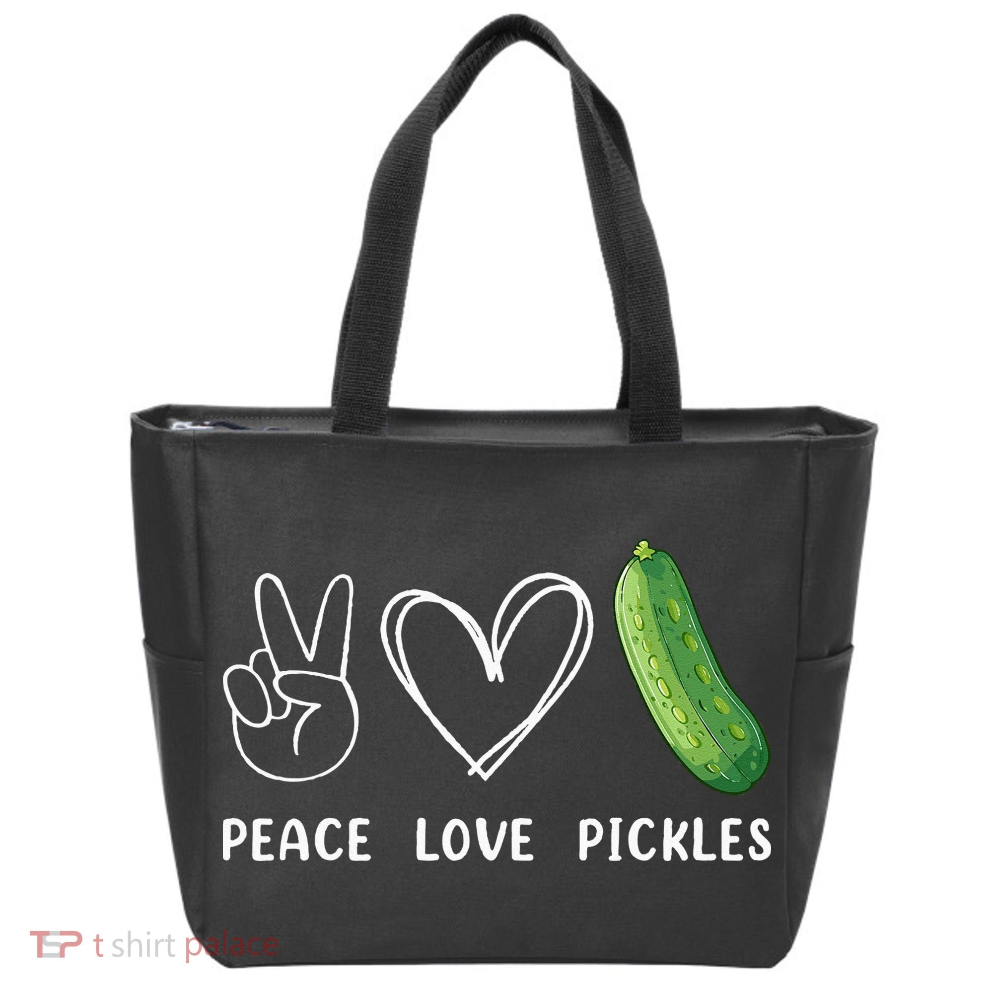 Peace Love Pickles Retro Pickles Lover Food Lover Tote Bag