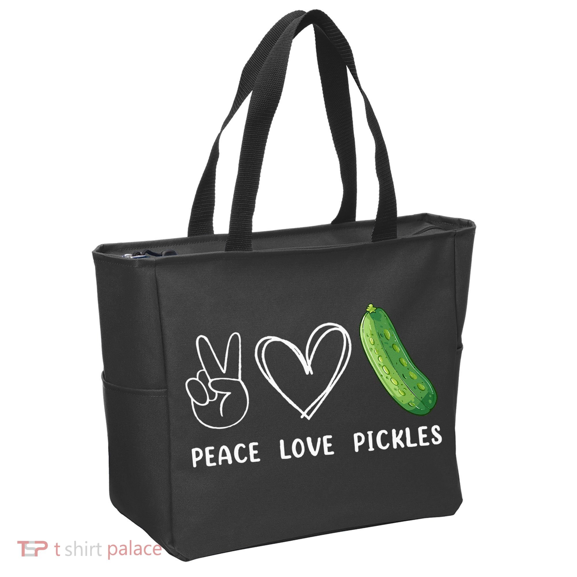Peace Love Pickles Retro Pickles Lover Food Lover Tote Bag