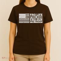 Pro Life Pro God Pro Gun Pro Trump T-Shirt thumb 4